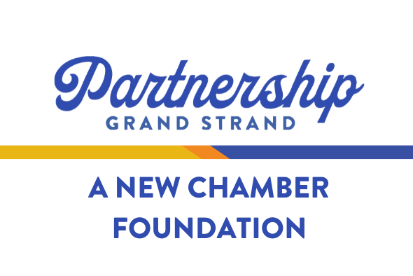partnership grand strand logo, yellow orange and blue line