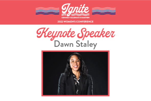 Ignite Conference logo and headshot of dawn staley